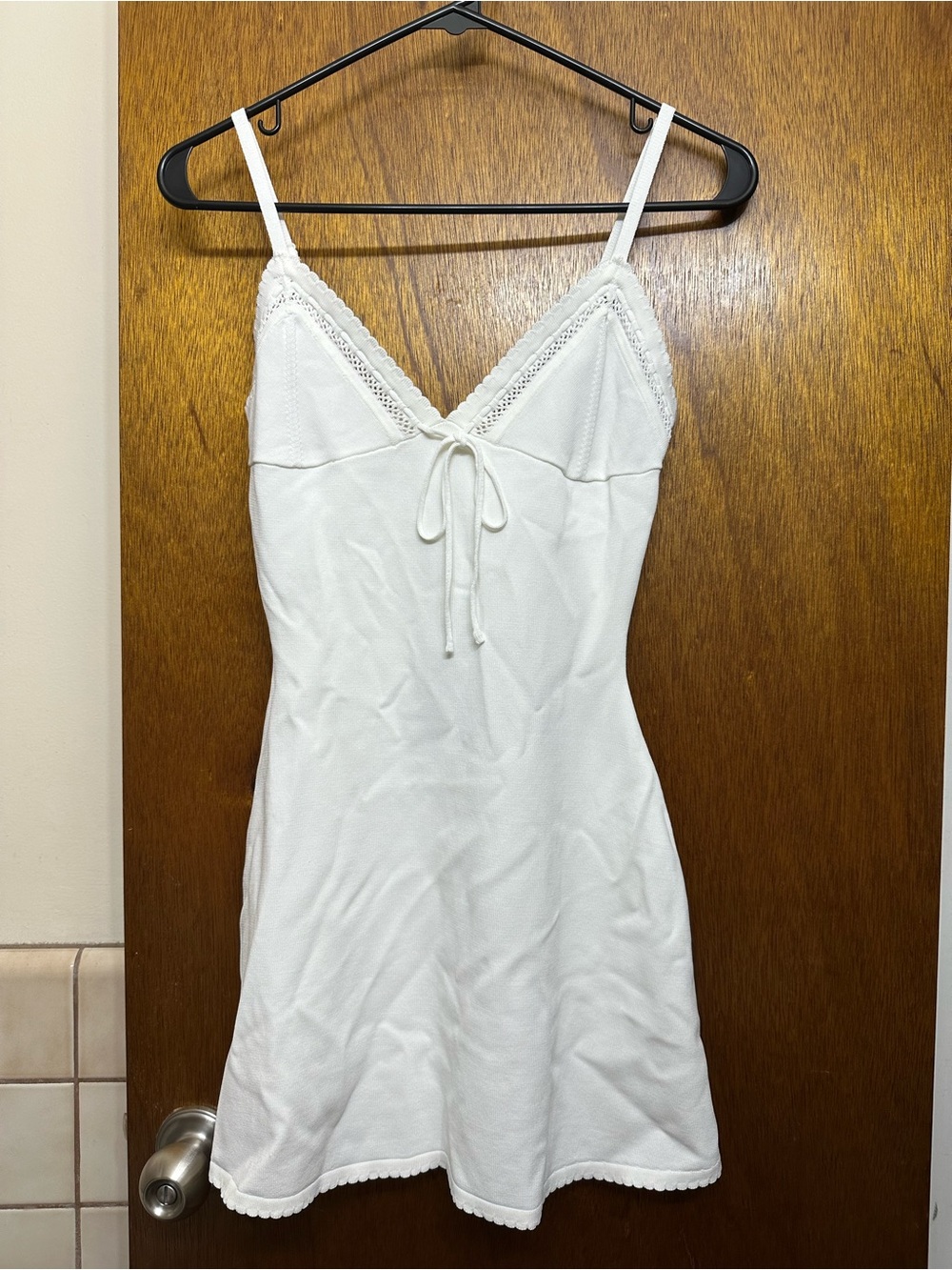 Meshki White Lace-Trim Slip Dress
